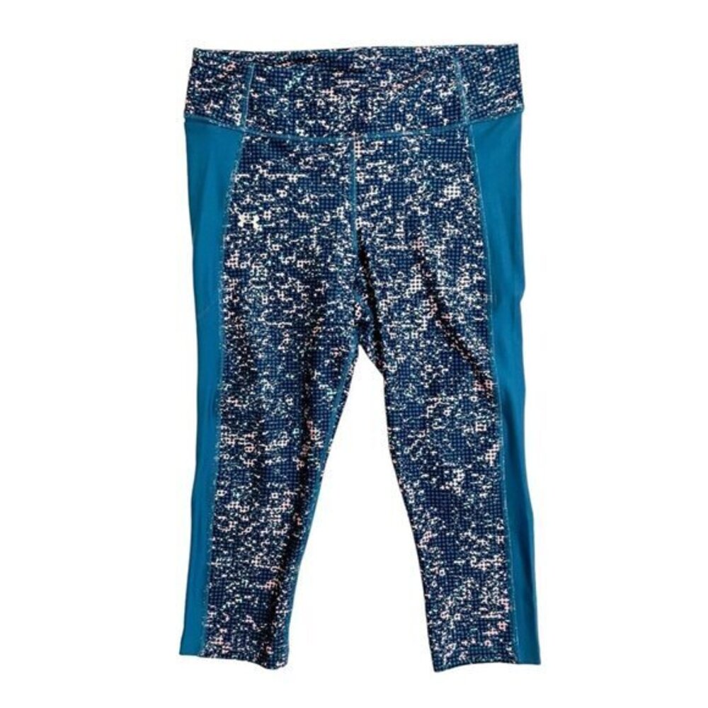 Under Armour Women's UA Heat Gear Compression Cropped Leggings Blue SZ L NWT
